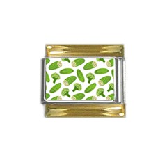 Vegetable Pattern With Composition Broccoli Gold Trim Italian Charm (9mm) by Grandong