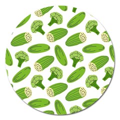 Vegetable Pattern With Composition Broccoli Magnet 5  (round) by Grandong