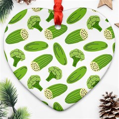 Vegetable Pattern With Composition Broccoli Heart Ornament (two Sides)