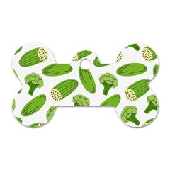 Vegetable Pattern With Composition Broccoli Dog Tag Bone (one Side)