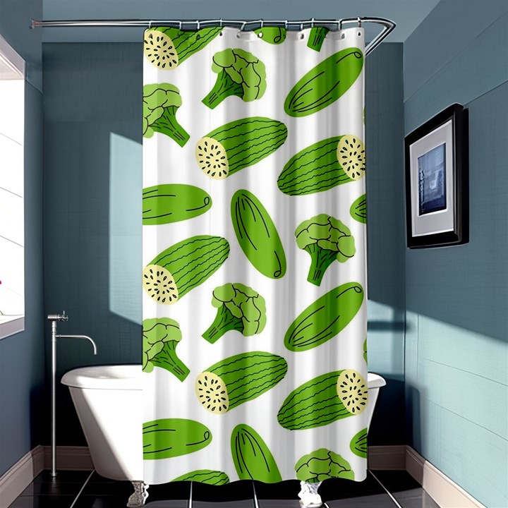 Vegetable Pattern With Composition Broccoli Shower Curtain 36  x 72  (Stall) 