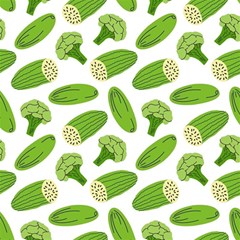 Vegetable Pattern With Composition Broccoli Play Mat (square) by Grandong