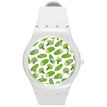 Vegetable Pattern With Composition Broccoli Round Plastic Sport Watch (M) Front