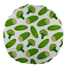 Vegetable Pattern With Composition Broccoli Large 18  Premium Round Cushions by Grandong