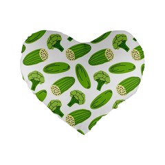 Vegetable Pattern With Composition Broccoli Standard 16  Premium Heart Shape Cushions by Grandong