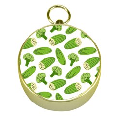 Vegetable Pattern With Composition Broccoli Gold Compasses by Grandong