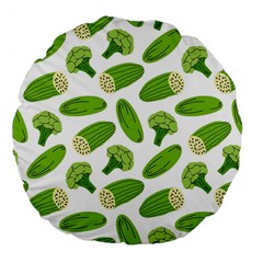 Vegetable Pattern With Composition Broccoli Large 18  Premium Flano Round Cushions by Grandong