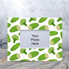 Vegetable Pattern With Composition Broccoli White Tabletop Photo Frame 4 x6  by Grandong