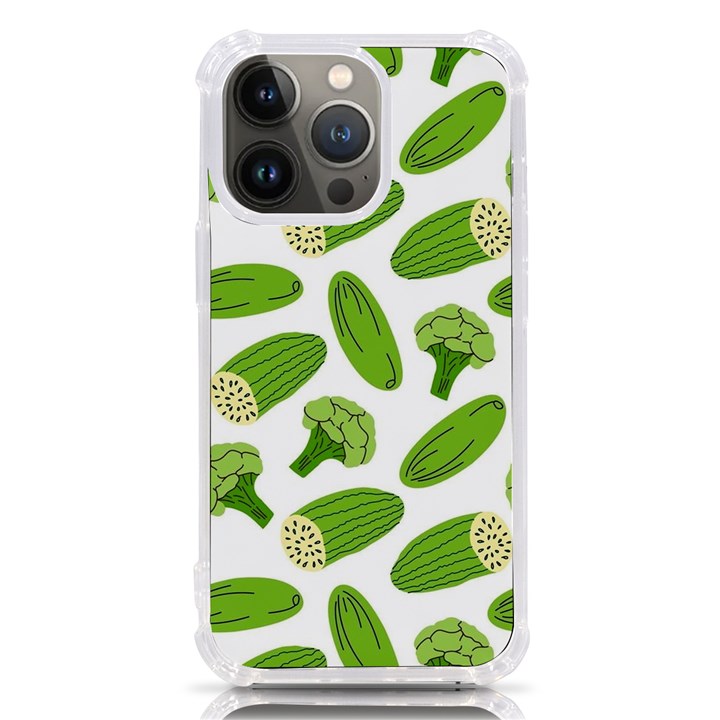 Vegetable Pattern With Composition Broccoli iPhone 13 Pro TPU UV Print Case