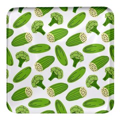 Vegetable Pattern With Composition Broccoli Square Glass Fridge Magnet (4 Pack)