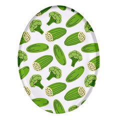 Vegetable Pattern With Composition Broccoli Oval Glass Fridge Magnet (4 Pack)