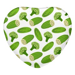 Vegetable Pattern With Composition Broccoli Heart Glass Fridge Magnet (4 Pack)