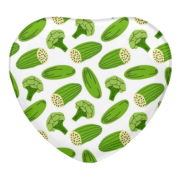 Vegetable Pattern With Composition Broccoli Heart Glass Fridge Magnet (4 pack)