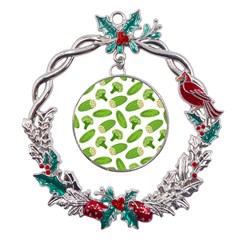 Vegetable Pattern With Composition Broccoli Metal X mas Wreath Holly Leaf Ornament