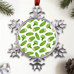 Vegetable Pattern With Composition Broccoli Metal Large Snowflake Ornament