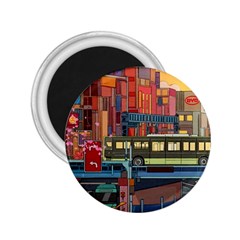 The City Style Bus Fantasy Architecture Art 2 25  Magnets by Grandong