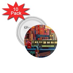 The City Style Bus Fantasy Architecture Art 1 75  Buttons (10 Pack) by Grandong