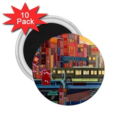 The City Style Bus Fantasy Architecture Art 2 25  Magnets (10 Pack) 