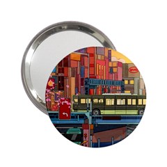 The City Style Bus Fantasy Architecture Art 2 25  Handbag Mirrors by Grandong