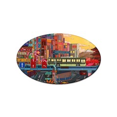 The City Style Bus Fantasy Architecture Art Sticker (oval) by Grandong