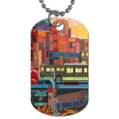 The City Style Bus Fantasy Architecture Art Dog Tag (one Side) by Grandong