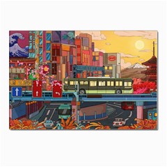 The City Style Bus Fantasy Architecture Art Postcards 5  X 7  (pkg Of 10) by Grandong