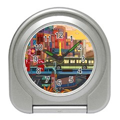 The City Style Bus Fantasy Architecture Art Travel Alarm Clock by Grandong