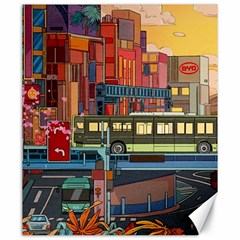 The City Style Bus Fantasy Architecture Art Canvas 20  X 24  by Grandong