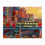 The City Style Bus Fantasy Architecture Art Small Glasses Cloth (2 Sides) Front