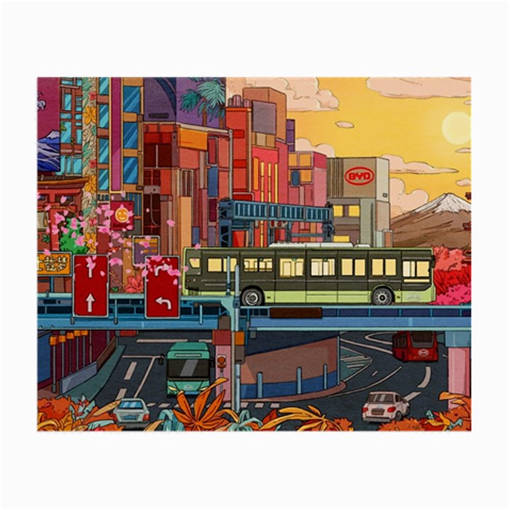 The City Style Bus Fantasy Architecture Art Small Glasses Cloth (2 Sides)