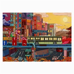 The City Style Bus Fantasy Architecture Art Large Glasses Cloth by Grandong