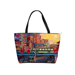 The City Style Bus Fantasy Architecture Art Classic Shoulder Handbag by Grandong