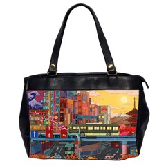 The City Style Bus Fantasy Architecture Art Oversize Office Handbag (2 Sides) by Grandong