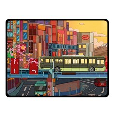 The City Style Bus Fantasy Architecture Art Fleece Blanket (small) by Grandong