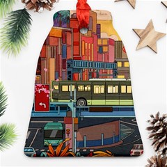 The City Style Bus Fantasy Architecture Art Bell Ornament (two Sides) by Grandong