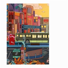 The City Style Bus Fantasy Architecture Art Small Garden Flag (two Sides) by Grandong