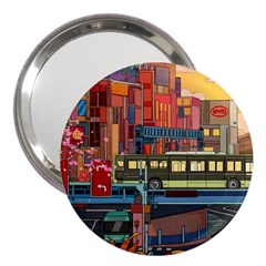 The City Style Bus Fantasy Architecture Art 3  Handbag Mirrors by Grandong