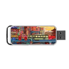 The City Style Bus Fantasy Architecture Art Portable Usb Flash (one Side) by Grandong