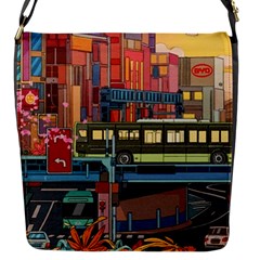 The City Style Bus Fantasy Architecture Art Flap Closure Messenger Bag (s) by Grandong