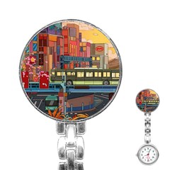 The City Style Bus Fantasy Architecture Art Stainless Steel Nurses Watch by Grandong