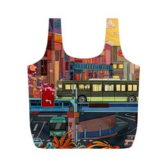 The City Style Bus Fantasy Architecture Art Full Print Recycle Bag (m)