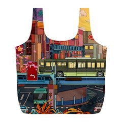 The City Style Bus Fantasy Architecture Art Full Print Recycle Bag (l)