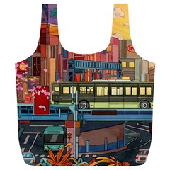 The City Style Bus Fantasy Architecture Art Full Print Recycle Bag (xl)