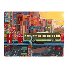 The City Style Bus Fantasy Architecture Art Two Sides Premium Plush Fleece Blanket (mini) by Grandong