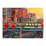 The City Style Bus Fantasy Architecture Art Two Sides Premium Plush Fleece Blanket (Mini) 35 x27  Blanket Front