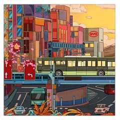 The City Style Bus Fantasy Architecture Art Square Satin Scarf (36  X 36 ) by Grandong