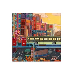 The City Style Bus Fantasy Architecture Art Satin Bandana Scarf 22  X 22 