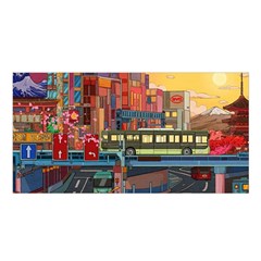 The City Style Bus Fantasy Architecture Art Satin Shawl 45  X 80 