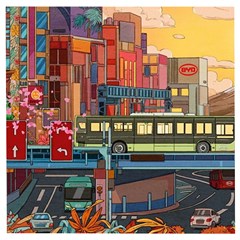 The City Style Bus Fantasy Architecture Art Wooden Puzzle Square