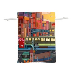 The City Style Bus Fantasy Architecture Art Lightweight Drawstring Pouch (m) by Grandong